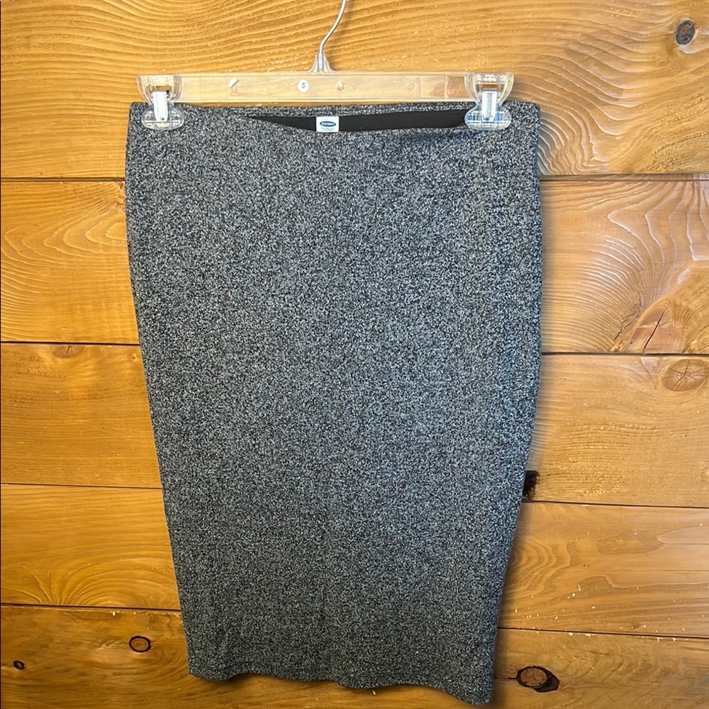 Old Navy Gray Midi Pencil Skirt Work stretch Office Career Business Casual Lined